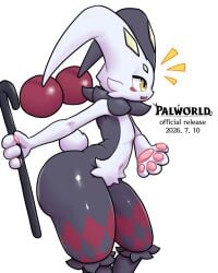 ass big_ass cane dawnwolf dupin_(pal) female female_only huge_ass lagomorph large_ass palworld rabbit side_view solo solo_female solo_focus tagme two-tone_fur white_fur yellow_eyes