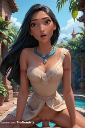 1boy 1boy1girl 1girls ai_generated artist_name bare_shoulders black_hair blue_sky breasts brown_eyes building cleavage clothed_sex cloud collarbone cowgirl_position dark_skin day disney disney+ disney_princess dress female girl_on_top gumroad_username hetero hi_res jewelry lips long_hair looking_at_viewer medium_breasts mole mole_under_eye navel necklace nose open_mouth outdoors patreon_username penis plant pocahontas pocahontas_(character) pocahontas_ii:_journey_to_a_new_world pov progenarts pussy sex sky solo_focus spread_legs straddling strap_slip uncensored vaginal vaginal_penetration vaginal_sex water watermark web_address white_dress