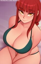 1girls ai_generated breasts chainsaw_man female huge_breasts makima mature_female red_hair