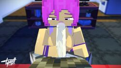 1boy 1girls 3d animated big_breasts big_cock big_penis blowjob breasts clothed clothed_sex clothing couch fellatio female high_resolution highres huge_cock human kumbomb male mine-imator minecraft music on_knees penis pink_hair pinke_(pinkechan) pov sex sitting sound straight tagme text tyiscrazy video video_games