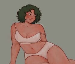 1girls 2026 asian asian_female belly belly_button big_boobs big_breasts big_thighs boku_no_hero_academia bra chubby chubby_female deku female female_focus female_only freckles freckles_on_arms freckles_on_breasts freckles_on_face freckles_on_shoulders freckles_on_thighs front_view genderswap genderswap_(mtf) green_eyes green_hair izuku_midoriya japanese_female looking_away midoriya_izuku my_hero_academia no_sex pale-skinned_female pale_skin panties rule_63 scar scar_on_face scars scars_all_over short_hair sighnide soft_shading solo solo_focus underwear white_panties