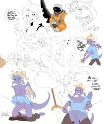 2025 angry anthro astronaut bathing big_breasts blonde_hair bodily_fluids breasts canid clothing corablue dialogue digital_media_(artwork) dragon ejaculation english_text female gender_transformation genital_fluids genitals hair hi_res horn human lagomorph leporid looking_at_viewer male mammal masturbation melee_weapon mtf_transformation multi_breast mythological_creature mythological_scalie mythology nipples purple_body rabbit scalie shirt showering smile spiral spiral_eyes sunscreen sword tail tattoo text topwear transformation vaginal vaginal_fluids vaginal_masturbation vaginal_squirting vulva watdurgon weapon wonderbunny