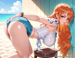 1girl 1girls ai_generated ass bangs big_breasts breasts breasts, brown_eyes camel_toe cameltoe cleavage clothed clothed_female curvy female female_focus female_only fringe fully_clothed ginger ginger_hair hetero high_resolution highres huge_breasts kinkimya large_breasts lips long_hair milf nami_(one_piece) nipples_covered nipples_visible_through_clothing one_piece orange_hair panties red_hair sfw solo solo_female solo_focus straight teeth tight_clothes tight_clothing very_large_breasts