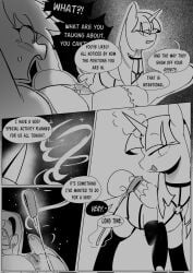 armwear bdsm clothing comic dominant dominant_female english_text equid equine female feral fluttershy_(mlp) forced friendship_is_magic genitals group harness hasbro hi_res horn legwear magic mammal monochrome muzzle_(object) my_little_pony mythological_creature mythological_equine mythology not_today_satan pegasus rainbow_dash_(mlp) restraints riding_crop text twilight_sparkle_(mlp) vulva whip winged_unicorn wings