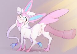2026 :3 animal_genitalia animal_penis anus blue_eyes bodily_fluids digital_drawing_(artwork) digital_media_(artwork) disembodied_penis duo eeveelution equine_genitalia equine_penis eyelashes female female_feral female_focus feral feral_focus flared_penis fur generation_6_pokemon genital_fluids genitals grey_background hi_res imminent_sex innie_vulva leg_markings looking_at_another looking_at_genitalia looking_at_penis looking_back looking_back_at_another lunargent male male/female markings medial_ring multicolored_body multicolored_fur nintendo offscreen_male paws penis pink_body pink_fur pokemon pokemon_(species) quadruped ribbons_(anatomy) shaded simple_background socks_(marking) soft_shading solo_focus sylveon three-quarter_view two_tone_body two_tone_fur vaginal_fluid_string vaginal_fluids vaginal_fluids_on_ground vulva white_body white_fur