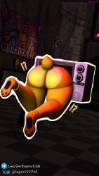 3d 3d_(artwork) 3d_model 3d_render 9:16 anthro anthro_female anthro_only ass ass_focus big_ass big_butt cally3d confused confusion cryptiacurves dark_background decoration fap_nights_at_frenni's female female_focus female_on_top female_only five_nights_at_freddy's five_nights_at_freddy's_2 fnaf fnia furry furry_ass furry_female furry_only furry_tail golden_freddy_(fnaf) golden_fredina_(cally3d) legs legs_up naked naked_female office outline poster poster_(object) pussy stuck stuck_in_object television_screen toy_bonnie_(fnaf) toy_chica_(fnaf) toy_freddy_(fnaf) tv type_0 vapro4 vent white_outline yellow_body yellow_fur yellow_skin yellow_tail