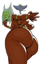 big_ass big_deal bodysuit butt_witch green_skin multi_arm multi_limb redblacktac thick_thighs twelve_forever white_hair wide_hips