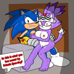 1:1 anthro armor blaze_the_cat blush bodily_fluids breasts caught_in_the_act clothing dialogue dipstick_tail domestic_cat duo english_text eulipotyphlan felid feline felis female footwear gauntlets genitals gloves green_eyes hair handwear hedgehog hero hi_res king knight male male/female mammal markings nipples nude on_lap ponytail princess royalty sega sir_percival_(sonic_and_the_black_knight) socks sonic_and_the_black_knight sonic_storybook_series sonic_the_hedgehog sonic_the_hedgehog_(series) soulyagami64 speech_bubble sweat tail tail_markings text vulva warrior yellow_eyes
