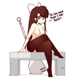 1girls animated areolae bow breasts clothing diives female female_only looking_at_viewer nipples patreon pussy ranma_1/2 solo spread_legs thighhighs ukyo_kuonji watermark