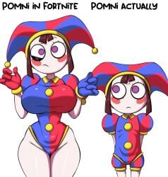 1girls big_breasts breasts clothed clothed_female divine_wine female female_only flat_chest flat_chested fortnite pomni_(the_amazing_digital_circus) solo solo_female the_amazing_digital_circus