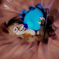3d_(artwork) absurd_res andy_avalox blue_penis bodily_fluids clothing digital_media_(artwork) fur genital_fluids genitals hair hi_res penis ramrodding rexouium tagme tongue tongue_out unseen_pred vore