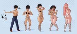 bikini breast_expansion chainsaw_man gender_transformation midriff mtf_transformation power_(chainsaw_man) transformation transformation_sequence