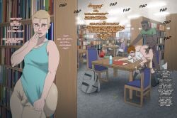 anal anal_sex brown_hair bully contingency dark-skinned_male exhibitionism femboy interracial library nerd public slut spying text tutor white_skin