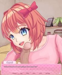 blowjob doki_doki_literature_club fellatio imminent_oral moritaris sayori_(doki_doki_literature_club)