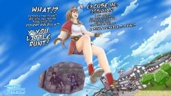 agressive angry angry_expression angry_female angry_symbol brown_hair brown_hair_female brunette brunette_female brunette_hair daikaitenf dialogue english english_dialogue english_text english_translation estelle_bright extreme_size_difference female_focus fingerless_gloves fully_clothed giant_female giantess imminent_destruction imminent_stomp joshua_bright larger_female light-skinned_female light_skin light_skinned_female macro macro_female size_difference smaller_male sora_no_kiseki spats_shorts threatening trails_in_the_sky
