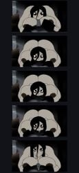 bedroom chubby_female cock_worship comic creepy cum deepthroat fellatio female_on_top huge_breasts huge_cock hugging_penis kaios korbaen large_ass large_tongue larger_female licking_penis long_penis looking_at_viewer monster_girl nightmare_fuel nightmare_waifu orgasm_denial paizuri paizuri_lead_by_female penis_expansion pov pulling_down_pants rule34 tonguejob under_covers veiny_penis wide_hips