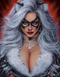 1girls 2026 alluring big_breasts black_cat_(marvel) bodysuit breasts bursting_breasts bust_portrait bylayne cat_ears choker cleavage collar color colored curvaceous curvaceous_body curvaceous_female curvaceous_figure curvy curvy_body curvy_female curvy_figure digital_drawing_(artwork) digital_media_(artwork) domino_mask earrings enticing eyemask felicia_hardy female green_eyes huge_breasts large_breasts layne_pereira looking_at_viewer marvel marvel_comics mask masked masked_female massive_breasts pinup red_lipstick seducing seductive seductive_look shiny shiny_clothes showing_breasts skin_tight smile smiling smiling_at_viewer spider-man_(series) teasing teasing_viewer temptation tempting tempting_viewer thick_breasts tight_clothes tight_clothing voluptuous voluptuous_female white_fur white_hair