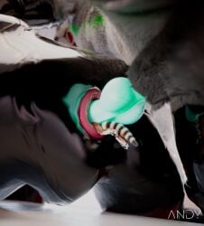 absurd_res anal anal_vore andy_avalox clothing fur gloves hair handwear hi_res knot knotting latex latex_clothing latex_gloves latex_handwear latex_legwear latex_skinsuit legwear ramrodding rexouium skinsuit tight_clothing vore