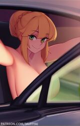 1girls artoria_pendragon bbw blonde_hair breast female huge_breasts mature_female