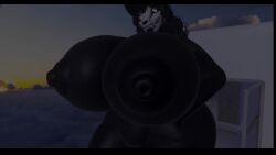 animated anthro anthro_female belly big_breasts big_nipples black_fur breasts breasts_out female female_only furry heart-shaped_pupils huge_breasts hyper hyper_breasts large_woman mal0 malo music_video scp scp-1471 scp-1471-a scp_foundation shaking_breasts skull_head sleepy_bunny sound tagme video vrchat