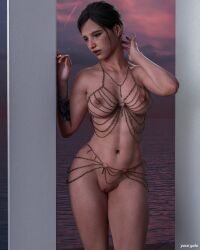 1girls 3d brown_hair curvy ellie_(the_last_of_us) ellie_williams female freckles lingerie medium_breasts ocean slim_waist standing tagme tattoo the_last_of_us the_last_of_us_2 thighs toned toned_female venus_bikini water yosigalo