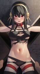 1girls 2d 2d_(artwork) 2d_artwork adoptive_mother adult_female ak4ci anime_milf ass_visible_through_thighs bare_armpits bare_arms bare_belly bare_hips bare_midriff bare_navel bare_shoulders bare_skin belly belly_button black-haired_female black_hair breasts busty_milf clothes collar collarbone curvy_milf digital digital_art digital_drawing digital_drawing_(artwork) digital_media digital_media_(artwork) earrings exposed_armpits exposed_arms exposed_belly exposed_hips exposed_midriff exposed_navel exposed_shoulders exposed_skin female female_focus female_only groin hair_between_eyes hairband high_resolution highres hot_milf large_breasts lean_figure long_hair looking_at_viewer midriff milf mother narrow_waist navel nervous nervous_expression nervous_face nervous_female open_mouth parted_lips red-eyed_female red_collar red_eyes ripped_clothing shoulders shy shy_expression shy_female shy_girl sidelocks simple_background slender_body slender_waist slim_waist solo spy_x_family standing thick_thighs thigh_gap thighs thorn_princess tongue torn_clothes upper_body upper_teeth white_hairband wide_hips yor_briar yor_forger young_looking_female young_milf young_woman_and_milf