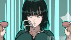 1girls 2_penises 2d 2d_animation 30_seconds 720p animated artist_name audio big_breasts bouncing_breasts breasts busty_female double_handjob dress fubuki_(one-punch_man) handjob longer_than_30_seconds loop looping_animation motion_lines music necklace nipples nipples_visible_through_clothing one_punch_man riffsandskulls short_video shorter_than_30_seconds sound sound_effects squatting stroking_cock stroking_penis tagme threesome video