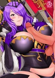 1boy 1boy1girl 1girls big_breasts big_penis blush breasts camilla_(fire_emblem) camilla_(light_of_nohr)_(fire_emblem) cleavage color erection female fire_emblem fire_emblem_fates huge_cock large_breasts light-skinned_male light_skin male nintendo paizuri pale-skinned_female pale_skin penis revolverwingstudios straight