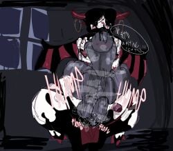 2_penises 2boys 4_horns about_to_cum anon anonymous_male big_ass big_balls big_hips black_eyes black_hair black_hands black_legs blush blush_lines bodily_fluids bodily_fluids_on_penis demon demon_horns demon_wings evil_margan femboy front_view fucking_ass grey_skin halodouble hidden_tail hightlights hugging hugging_while_having_sex human_on_demon humping male/male male_only male_penetrating_femboy night nighttime oc original_character penis plop pounding pounding_ass red_horns red_nails red_underwear sex size_difference size_transformation tagme taller_male text text_bubble thick_ass thick_legs transformed white_pupils white_skin wide_ass wide_hips wide_thighs window wings