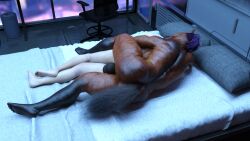 3d anthro daz_studio furry futanari sleeping spodvohomg