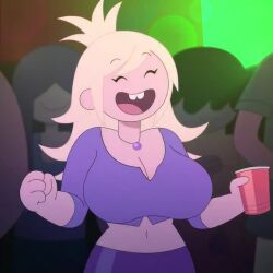 1girls 2d 2d_(artwork) 2d_artwork adventure_time adventure_time:_fionna_&_cake big_breasts blonde-haired_female blonde_female blonde_hair blonde_hair_female blue_shirt blush bra breasts cartoon cartoon_network cartoony closed_eyes drink fionna_campbell fionna_the_human_girl flashing group lifting lifting_shirt light-skinned_female light_skin no_sound one_eye_open parowy party presenting presenting_breasts rave_outfit rave_party red_cup shirt_lift smile smiling tagme video white_bra