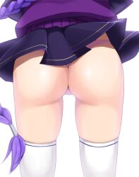 ass ass_focus braided_hair braided_ponytail butt_focus eltnum female kneesocks medium_ass medium_butt melty_blood nice_ass only_female only_girl panties pink_panties ponytail purple_hair purple_hair_female purple_skirt pussy_visible_through_panties sion_eltnam_atlasia skirt skirt_up solo solo_female thick_thighs under_night_in-birth upscaled white_background white_knee_socks