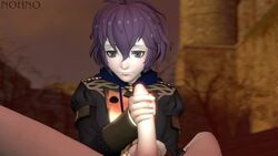 1boy 1girls 3d animated bernadetta_von_varley clothed female fire_emblem fire_emblem:_three_houses handjob holding_penis nintendo no_sound nohno pale_skin petite purple_hair short_hair shy source_filmmaker tagme video