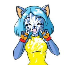 angel_de_la_verdad banjojiggy blue_fur blue_hair bukkake furry furry_only original_character