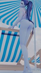 1girls 3d alternate_costume ass breasts cote_d'azur_widowmaker female female_only looking_at_viewer nude overwatch solo tabesc3d tanline widowmaker