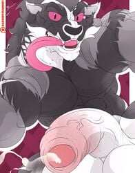 1boy abs anthro barazoku big_penis big_testicles bodily_fluids cheek_tuft cum erection genital_fluids hi_res humanoid_penis incrediblecrocodile loose_foreskin male male_only mammal muscular mustelid nintendo nude obstagoon patreon pecs penis pokémon_(species) pokemon pokemon_ss precum solo testicles text tongue tongue_out tuft uncut veins veiny_penis video_games