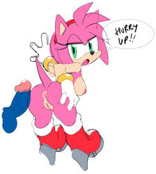 1boy 1girls 2019 accessory amy_rose animal_ears anthro anthrofied anus balls big_ass big_butt black_nose blue_balls blue_penis boots bracelet breasts bubble_ass bubble_butt butt clothing dat_ass dialogue disembodied_penis duo english_text eulipotyphlan exposed_torso eyelashes female footwear fur gloves hairband handwear headband hedgehog humanoid_genitalia humanoid_hands humanoid_penis impatient jewelry looking_back male mammal mostly_nude multicolored_fur nipples nude penis pink_fur pixiv presenting presenting_anus presenting_ass presenting_butt presenting_hindquarters presenting_vagina pussy sega shoes simple_background solo_focus sonic_(series) sonic_team sonic_the_hedgehog sonic_the_hedgehog_(series) speech_bubble spreading tail tan_fur text thick_thighs vaginal watatanza white_background wide_hips