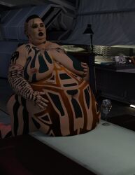 3d bbw belly big_belly breasts fat female jack_(mass_effect) mass_effect nipples notahipsterhater1 obese overweight overweight_female tattoo