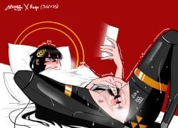bar_censor clitoral_stimulation clitoris falke_(signalis) female_masturbation fingering fingering_pussy huqu pubic_hair rubbing_pussy signalis tagme