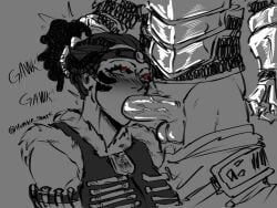 blowjob fellatio for_honor humble_shark kneeling oral red_eyes shaman_(for_honor) sloppy_blowjob