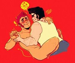 2boys anal anal_sex balls bara blush brawl_stars bull_(brawl_stars) colt_(brawl_stars) gay heart heart-shaped_pupils hearts male male_only muscles muscular nose_ring ntloadedheart nude penis pompadour sex