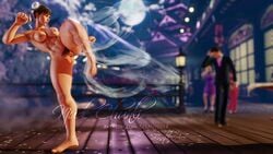 3d abs athletic breasts brown_eyes brown_hair brutal_ace chun-li hair_bun mod muscular_thighs navel nude pose posing pubic_hair pussy standing street_fighter thick_thighs vagina wide_hips