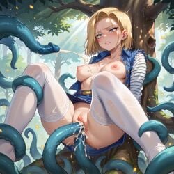 1girls 2024 ai_generated android_18 anus blush breasts clenched_teeth cum cum_in_ass cum_in_pussy cum_inside dragon_ball dragon_ball_z female kxy nipples outside partially_clothed pussy spread_legs stockings tentacle tentacle_grab tentacle_in_ass tentacle_in_pussy tentacle_rape tentacles tree upscaled wet wet_clothes white_stockings