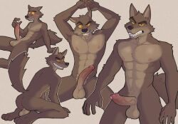 2024 abs absurd_res anthro ass athletic athletic_male balls big_penis blush bodily_fluids brown_body brown_fur canid canine canis dreamworks erection fur genital_fluids genitals hi_res humanoid_genitalia humanoid_penis looking_at_viewer male mammal mr._wolf_(the_bad_guys) multiple_poses muscular muscular_male nude pecs penis pose solo sonicinmind the_bad_guys wolf