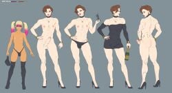 1boy1futa 1futa big_penis breasts bulge business_woman busty cleavage concept_art dmitrys dress femboy futa_is_bigger futanari high_heels hourglass_figure intersex male muscular muscular_futa muscular_futanari peach_(dmitrys) short_hair underwear