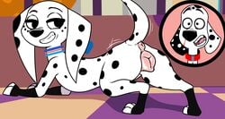 101_dalmatian_street 101_dalmatians 1boy 1boy1girl 1girls anatomically_correct animal_genitalia animal_pussy anus ass black_fur blood bodily_fluids canid canine canis collar dalmatian disney dolly_(101_dalmatians) domestic_dog dylan_(101_dalmatians) female feral fur half-closed_eyes hi_res hypergal mammal multicolored_fur nosebleed pawpads plump_labia presenting presenting_anus presenting_hindquarters presenting_pussy puffy_anus pussy smile spots teeth two_tone_fur white_fur