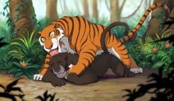 bagheera_(jungle_book) claws closed_eyes disney duo felid feral feral_on_feral feral_penetrated feral_penetrating feral_penetrating_feral forest fur jungle licking male male/male male_penetrated male_penetrating male_penetrating_male mammal nature orange_body orange_fur pantherine penetration plant reallynxgirl sex shere_khan striped_body striped_fur stripes the_jungle_book tiger tongue tongue_out tree whiskers