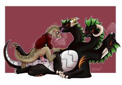 2boys 3_heads anthro anthro_on_feral anus bottomless clothed clothing conjoined cuntboy dragon duo duo_focus feral hydra intersex jacket khaoticvex licking lizard male male_focus male_only multi_head penis pussy reptile scalie sex tongue tongue_out topwear western_fence_lizard zoophilia