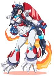 1girls buti-yu capcom dark_hair female female_only fire long_ponytail magma_dragoon mega_man mega_man_x rule_63 tagme white_skin