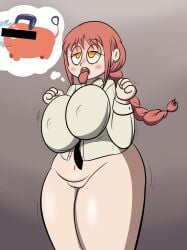 belly big_breasts blush chainsaw_man chubby femsub jdkdoodles makima_(chainsaw_man) nipples